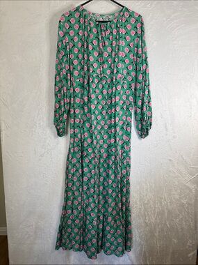 Green Floral Long Sleeve Maxi Dress XL